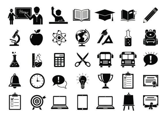 Black Educational School Learning Graphics & Icons