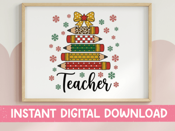 Christmas Teacher Pencil Snowflake: Graphics for T-Shirt Designs