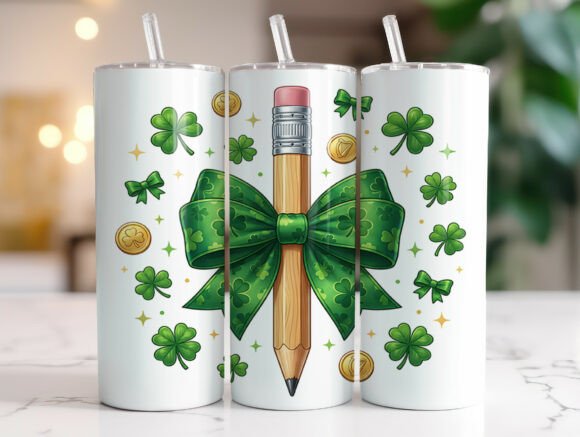 Coquette Bow Shamrock Tumbler Wraps & Graphics