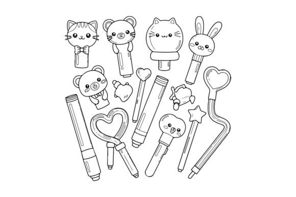 Cute Animal School Supplies Vector Illus: Graphics & Illustrations