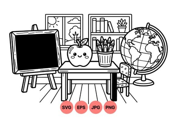 Cute School Classroom Clipart: Graphics & Illustrations