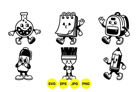Cute School Supplies Clipart: Graphics & Illustrations