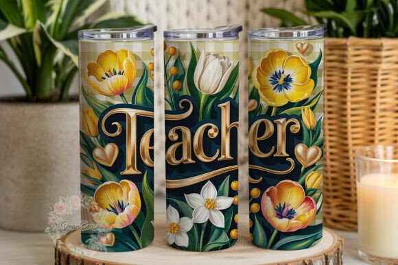 Elegant Floral Teacher Graphics & Tumbler Wraps