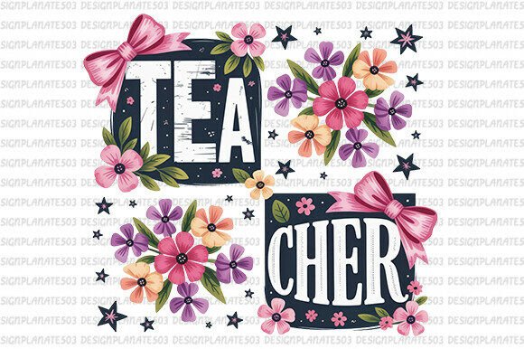 Floral Teacher PNG: Graphics & Illustrations