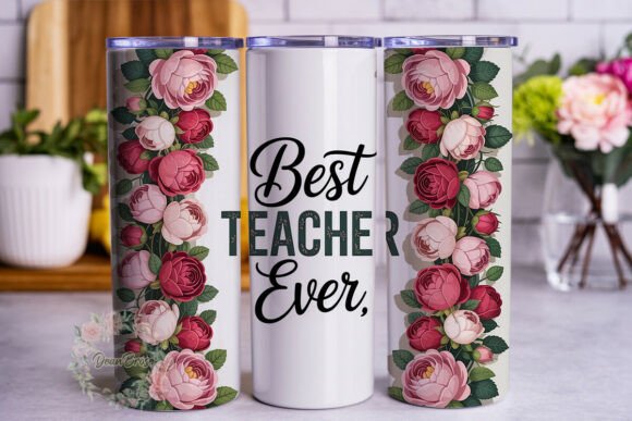 Rose Glitter Graphics for Tumbler Wraps