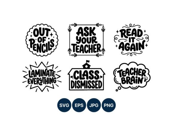 School Phrases Handwritten Vector Art: Graphics & Illustrations