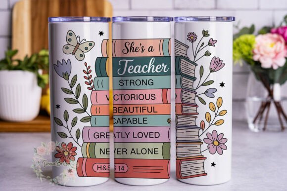 Teacher Books Floral Wrap: Graphics for Tumbler Wraps