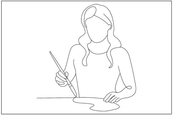 Teacher Easel Line Art: Graphics & Illustrations