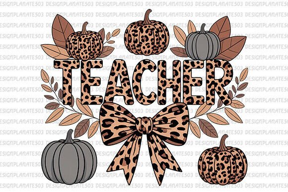 Teacher Leopard & Pumpkin Graphics for T-Shirt Designs